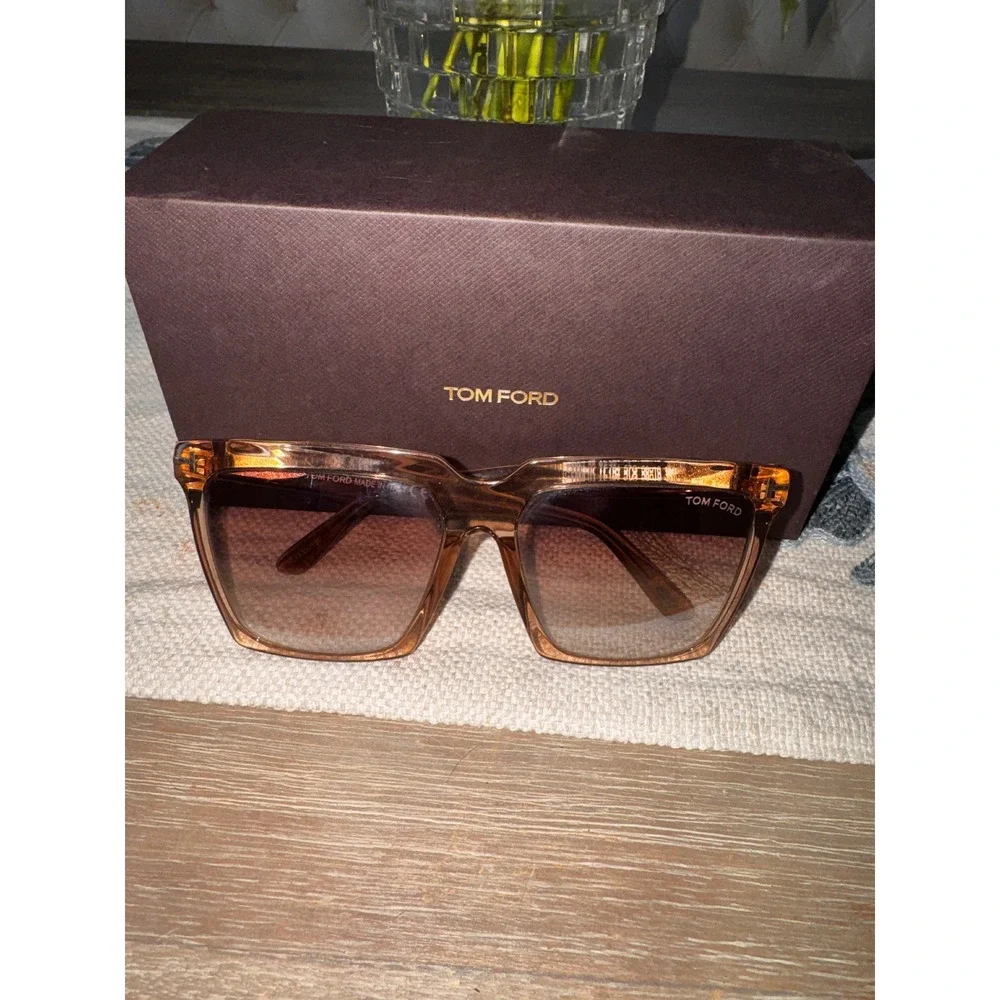 Tom Ford‎ FT0763 57G Maxim Square Sunglasses Champagne Brown Gradient Womens